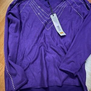 By Design Purple Knit Sweater with Stud Accents